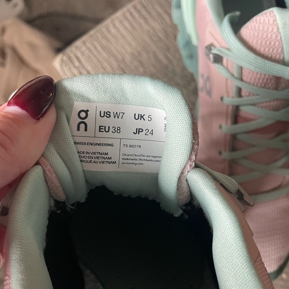 On Running Women's Pastel Pink and Mint Sneakers size 7 - Picture 8 of 9